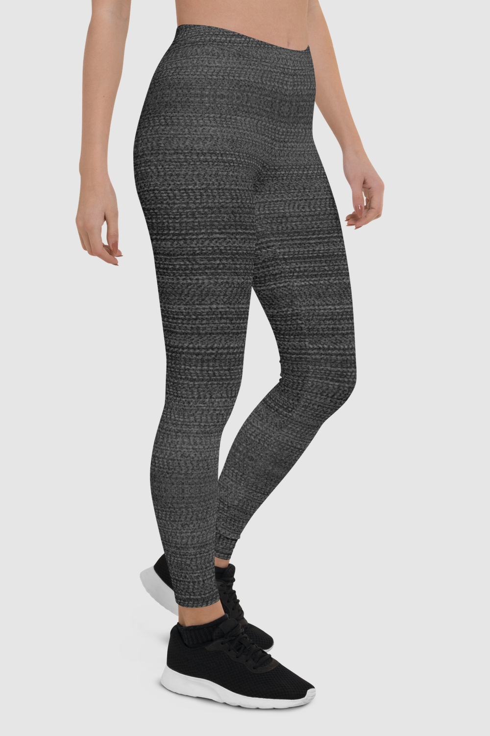 Dark Gray Faux Nylon Texture Print Women's Standard Yoga Leggings