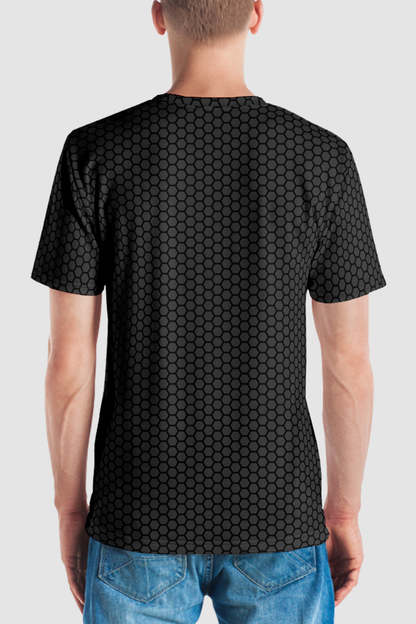 Storm Gray Honeycomb Grid Pattern Men's Sublimated T-Shirt