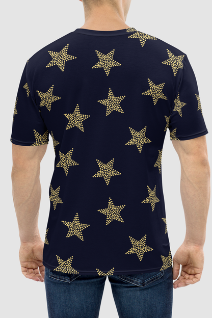 Gold Stars Midnight Print Men's Sublimated T-Shirt