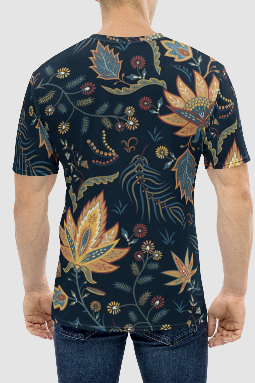 Dark Jungle Exotic Paisley Graphic Print Men's Sublimated T-Shirt