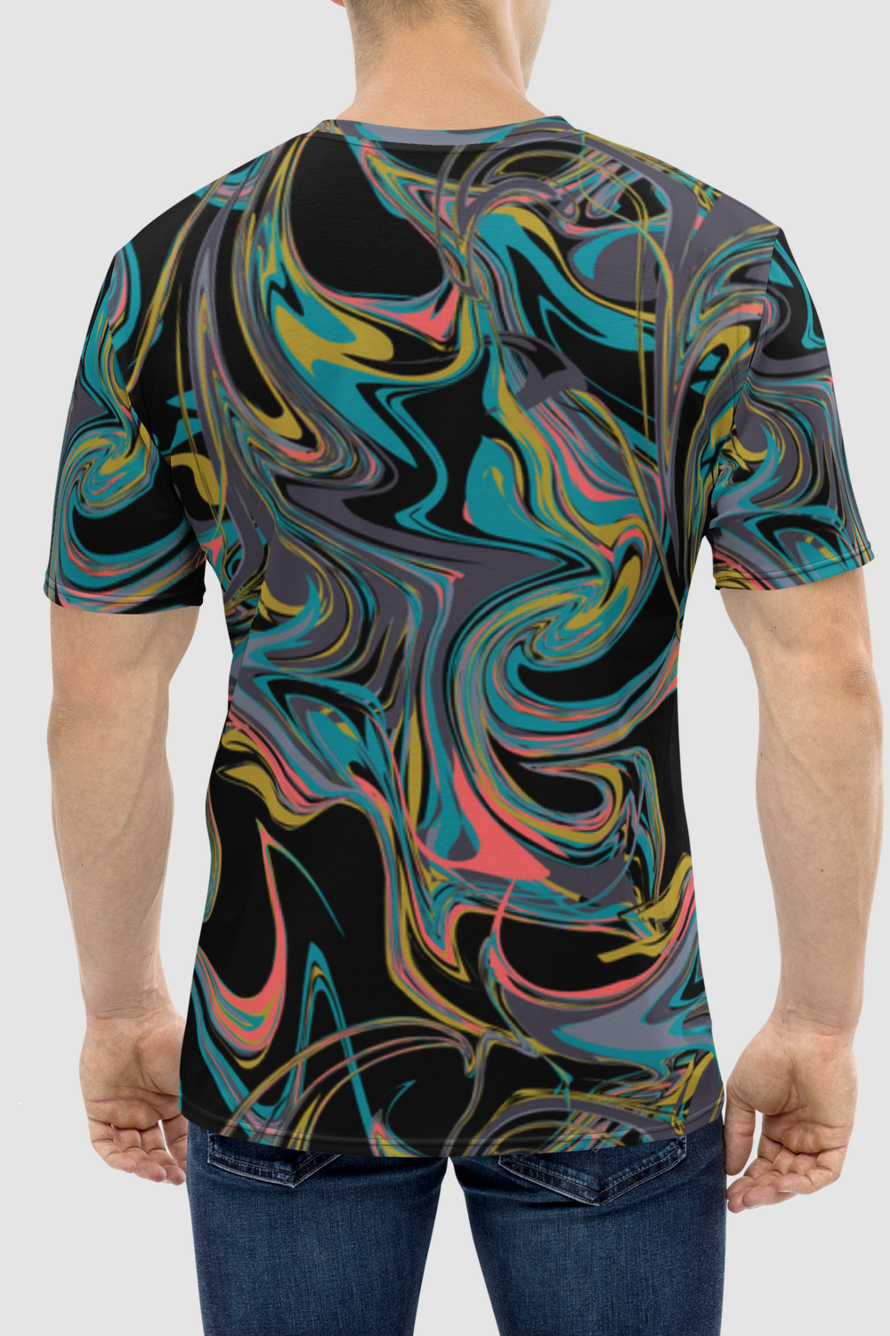 Abstract Retro Multicolored Paint Style Art Print Men's Sublimated T-Shirt