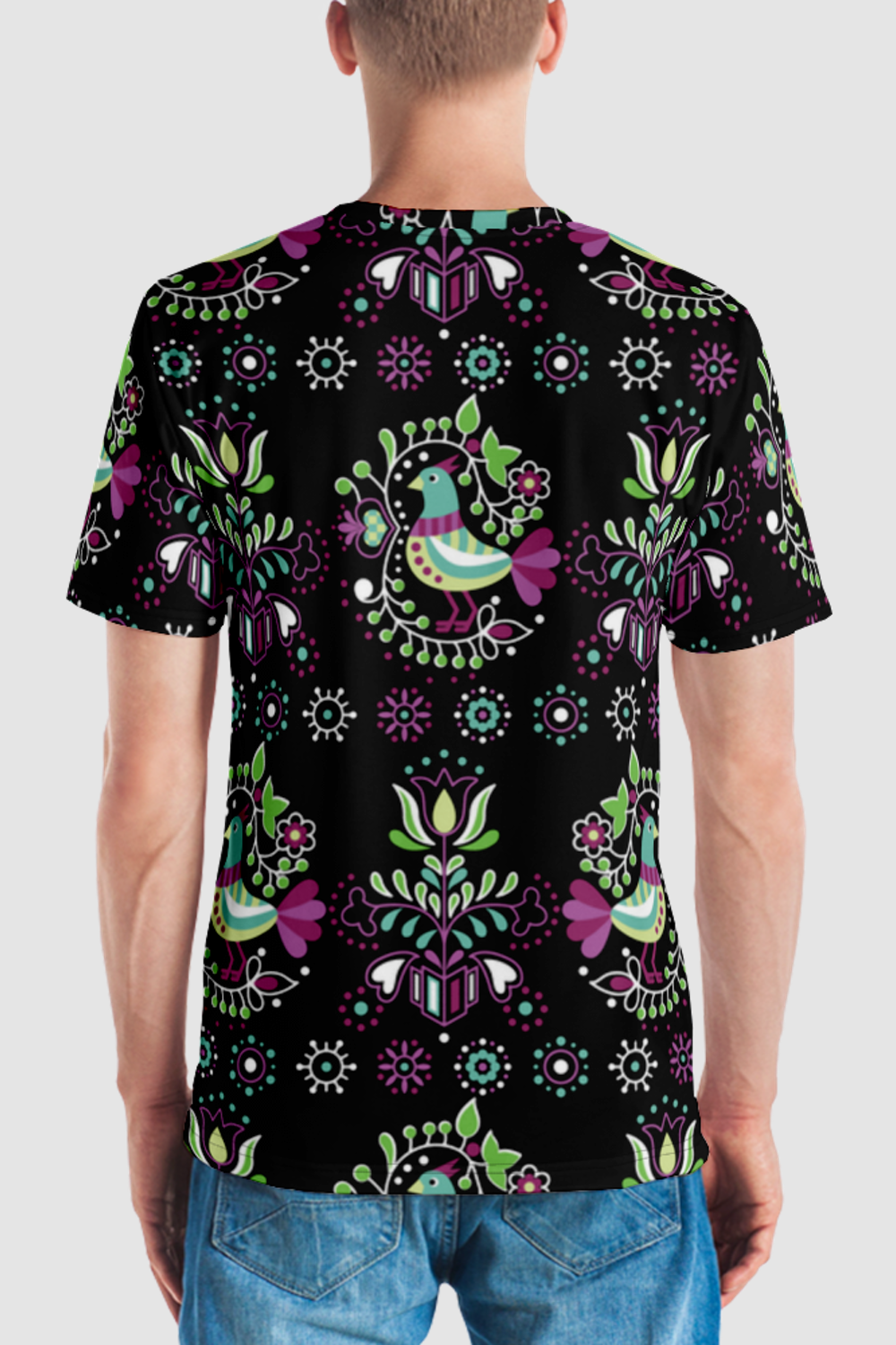 First Nations Style Multicolored Ethnic Graphic Print Men's Sublimated T-Shirt