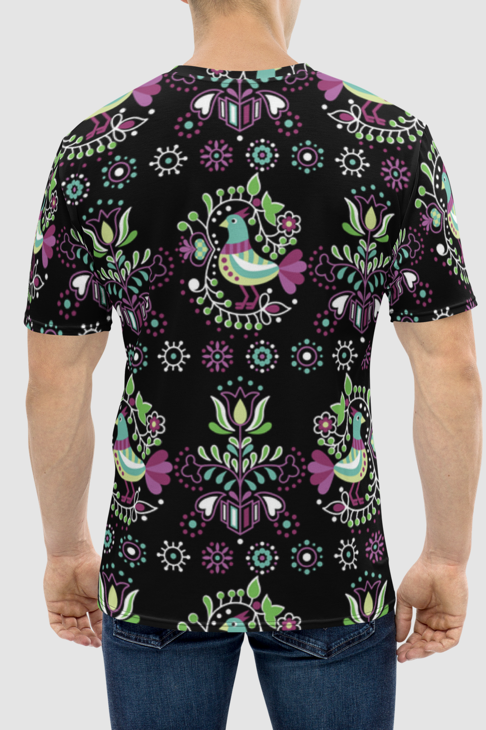 First Nations Style Multicolored Ethnic Graphic Print Men's Sublimated T-Shirt