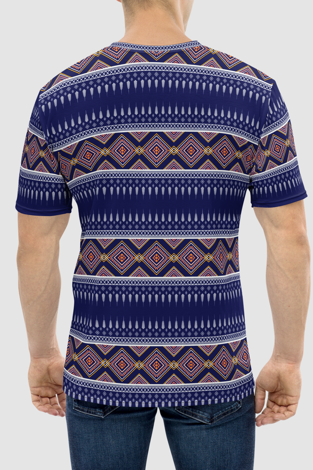 Exotic Midnight Blue Ethnic Graphic Print Men's Sublimated T-Shirt