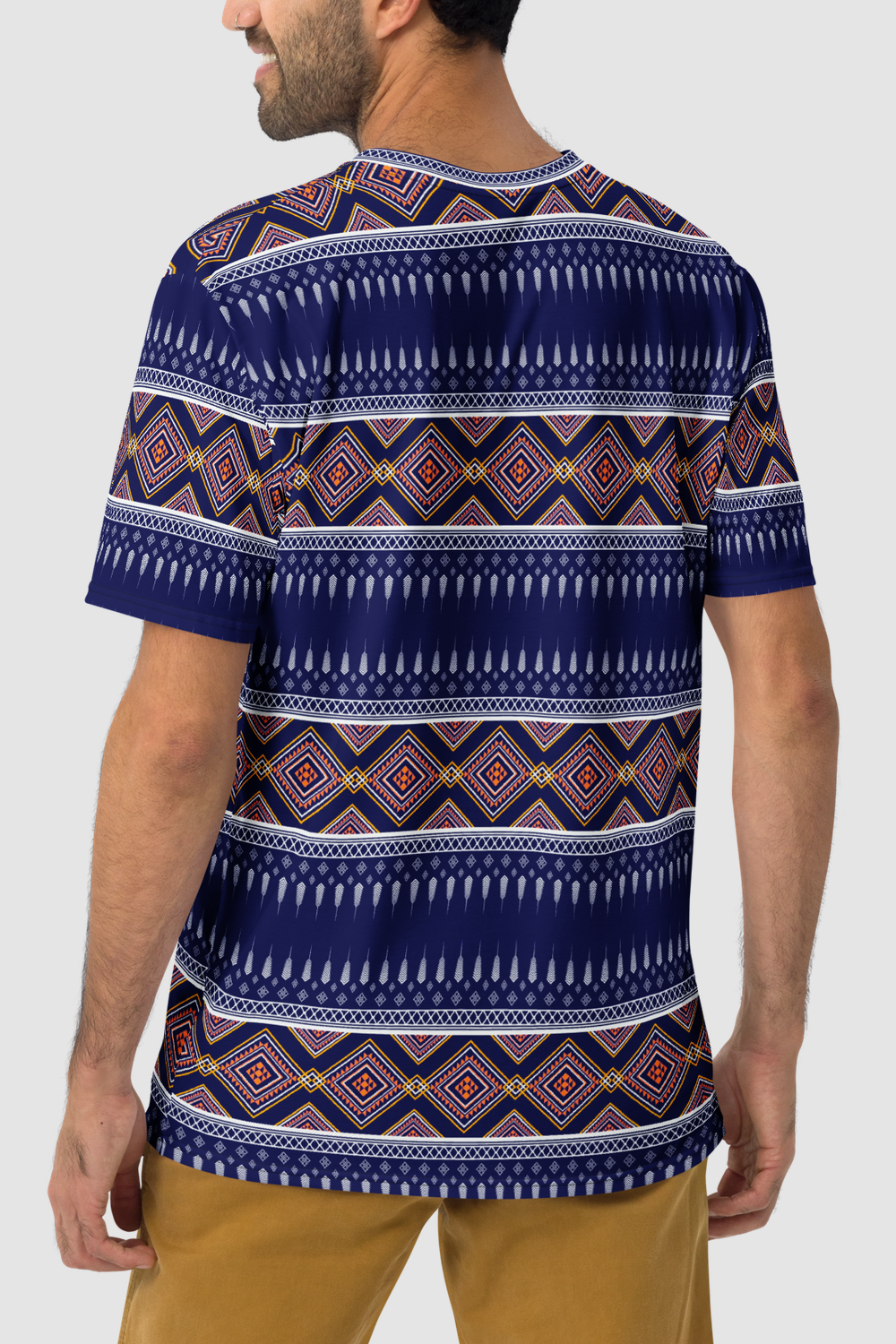 Exotic Midnight Blue Ethnic Graphic Print Men's Sublimated T-Shirt