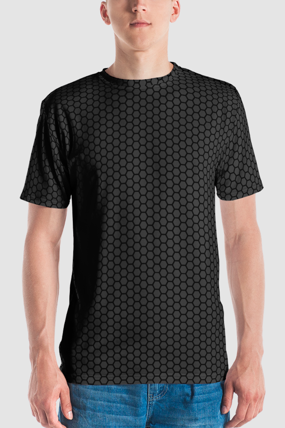 Storm Gray Honeycomb Grid Pattern Men's Sublimated T-Shirt