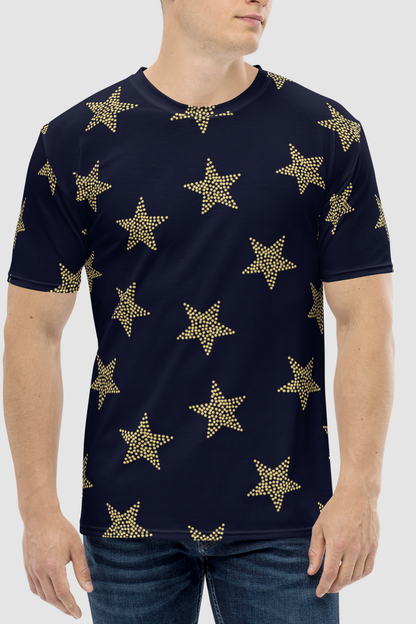 Gold Stars Midnight Print Men's Sublimated T-Shirt