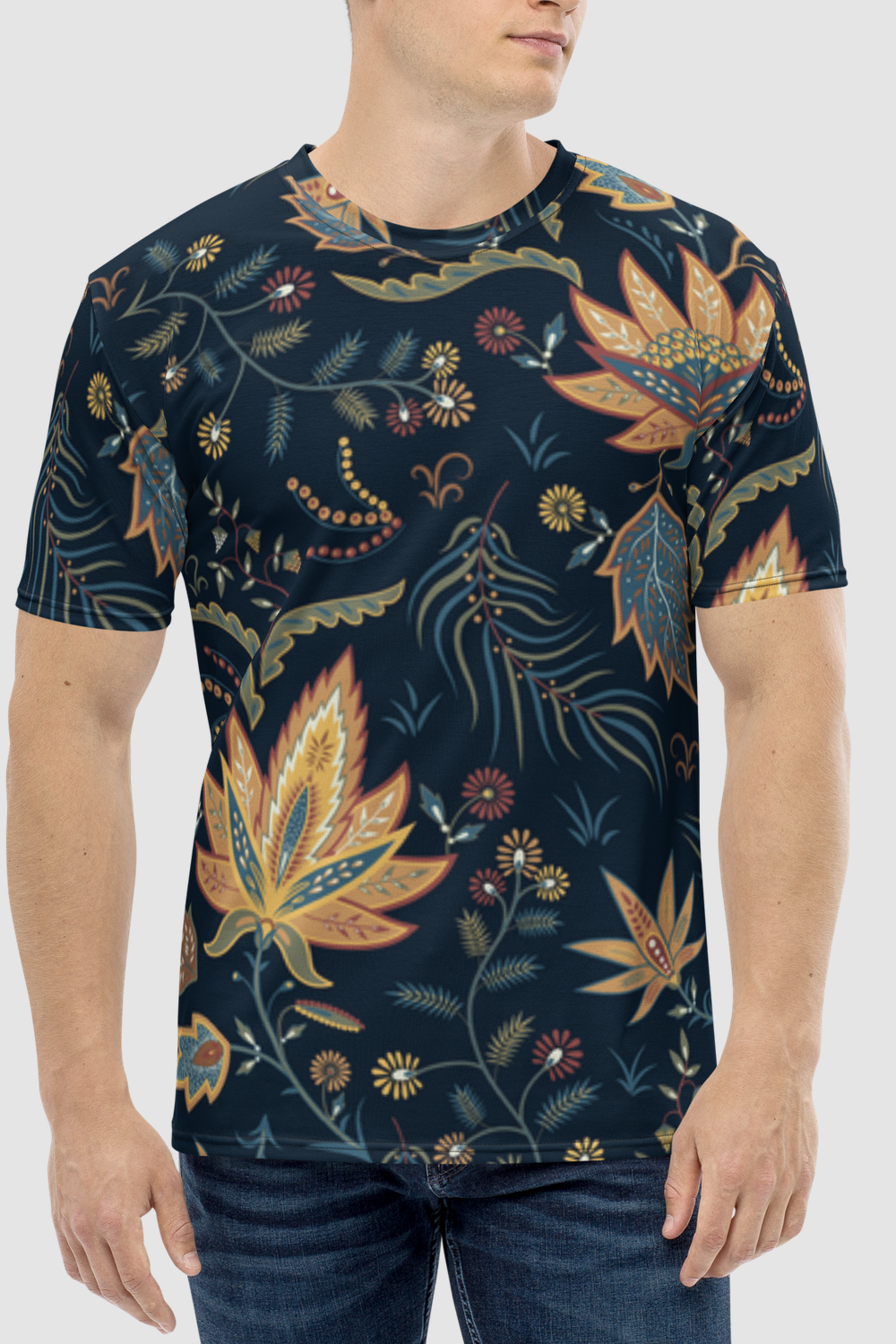 Dark Jungle Exotic Paisley Graphic Print Men's Sublimated T-Shirt