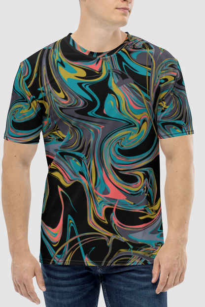 Abstract Retro Multicolored Paint Style Art Print Men's Sublimated T-Shirt