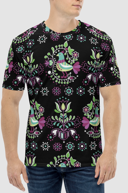 First Nations Style Multicolored Ethnic Graphic Print Men's Sublimated T-Shirt