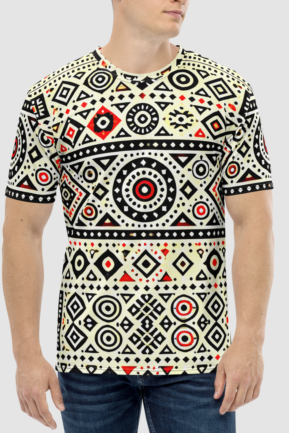 Abstract Exotic Ethnic Graphic Print Men's Sublimated T-Shirt