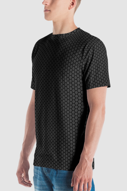 Storm Gray Honeycomb Grid Pattern Men's Sublimated T-Shirt