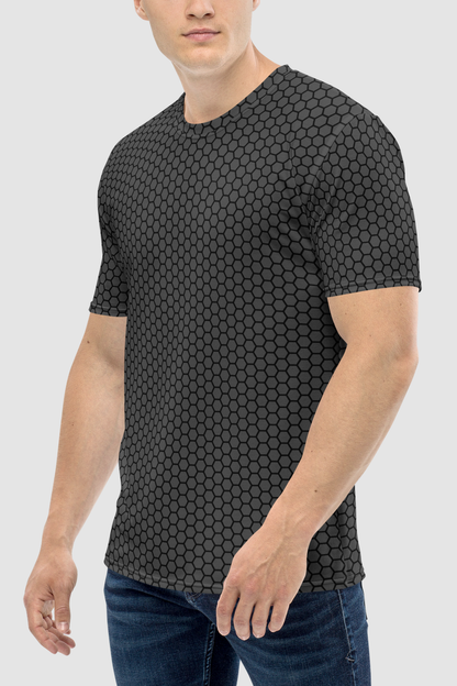 Storm Gray Honeycomb Grid Pattern Men's Sublimated T-Shirt