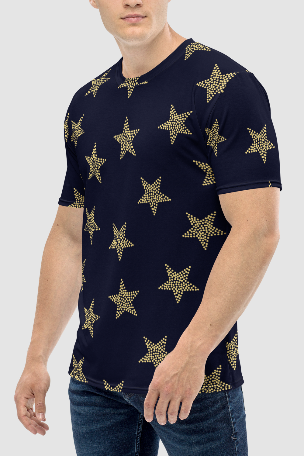 Gold Stars Midnight Print Men's Sublimated T-Shirt