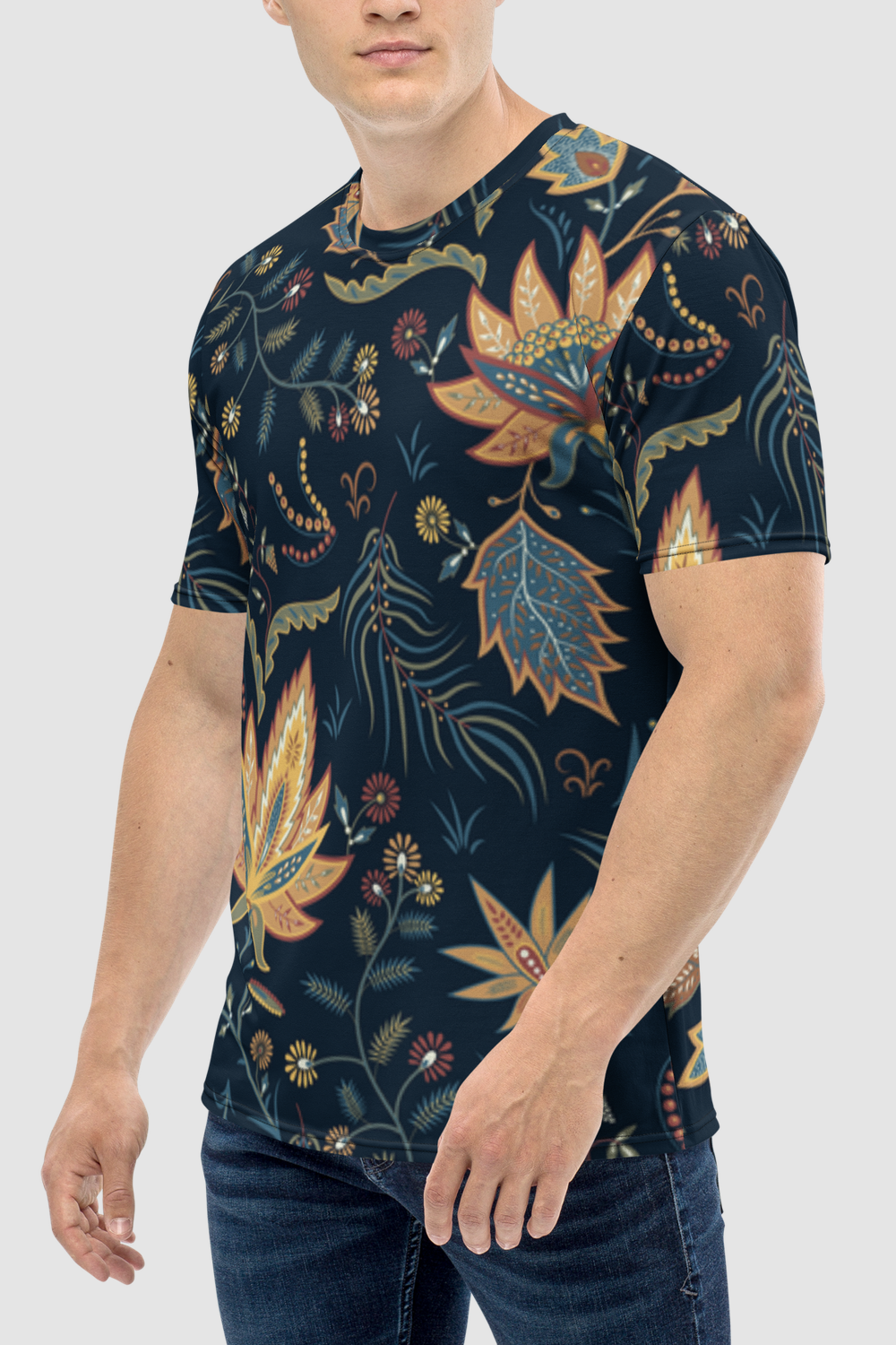 Dark Jungle Exotic Paisley Graphic Print Men's Sublimated T-Shirt