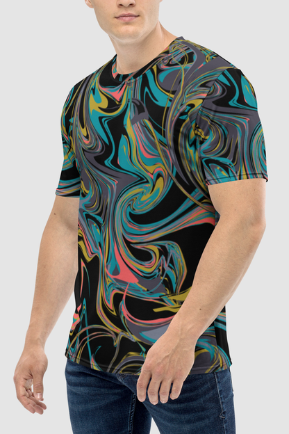 Abstract Retro Multicolored Paint Style Art Print Men's Sublimated T-Shirt