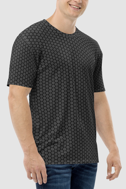 Storm Gray Honeycomb Grid Pattern Men's Sublimated T-Shirt