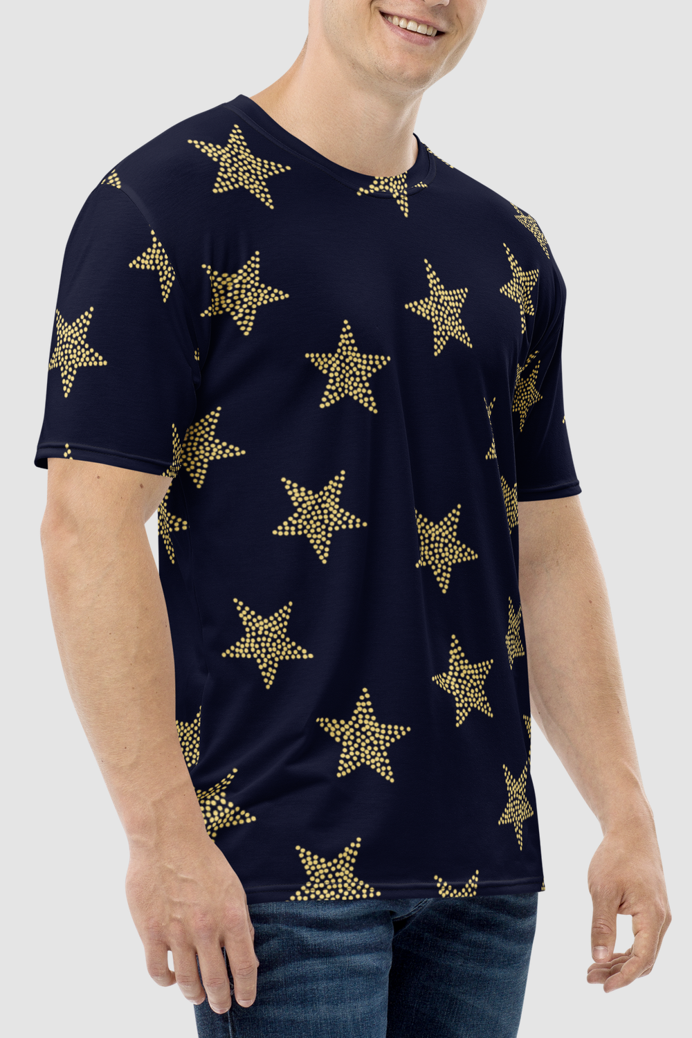 Gold Stars Midnight Print Men's Sublimated T-Shirt