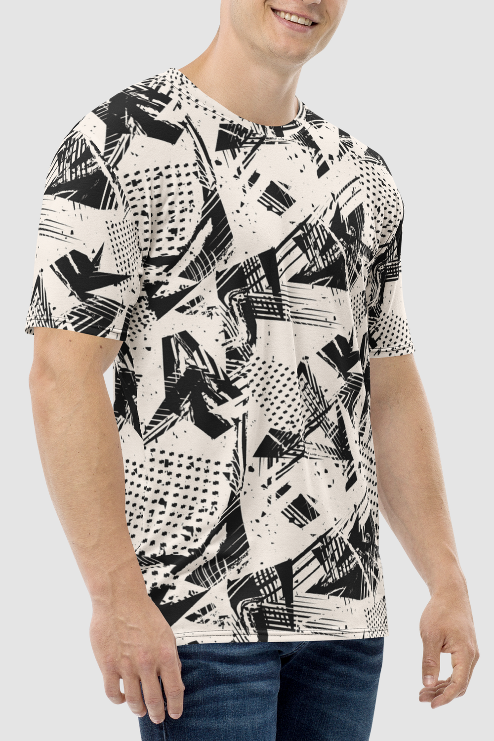 Retro Abstract Contrast Art Print Men's Sublimated T-Shirt