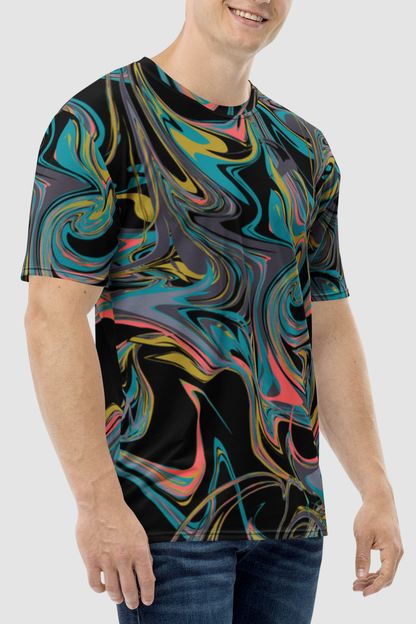 Abstract Retro Multicolored Paint Style Art Print Men's Sublimated T-Shirt