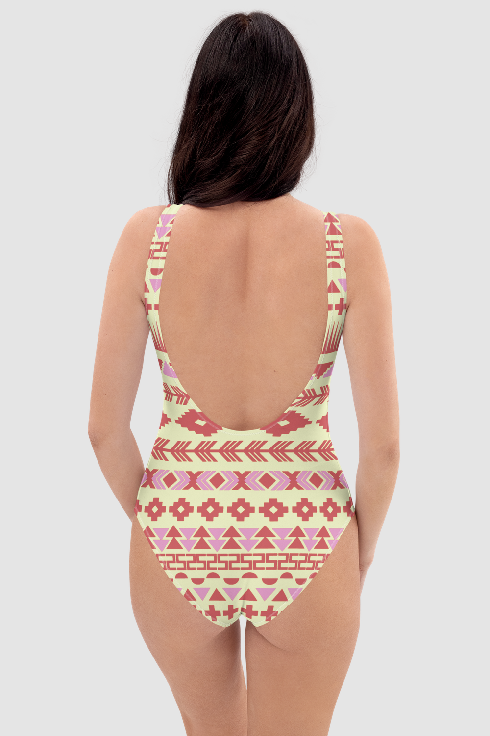 Abstract Aztec Geometric Pattern Print Women's One-Piece Swimsuit