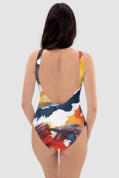 Retro Watercolor Print Women's One-Piece Swimsuit