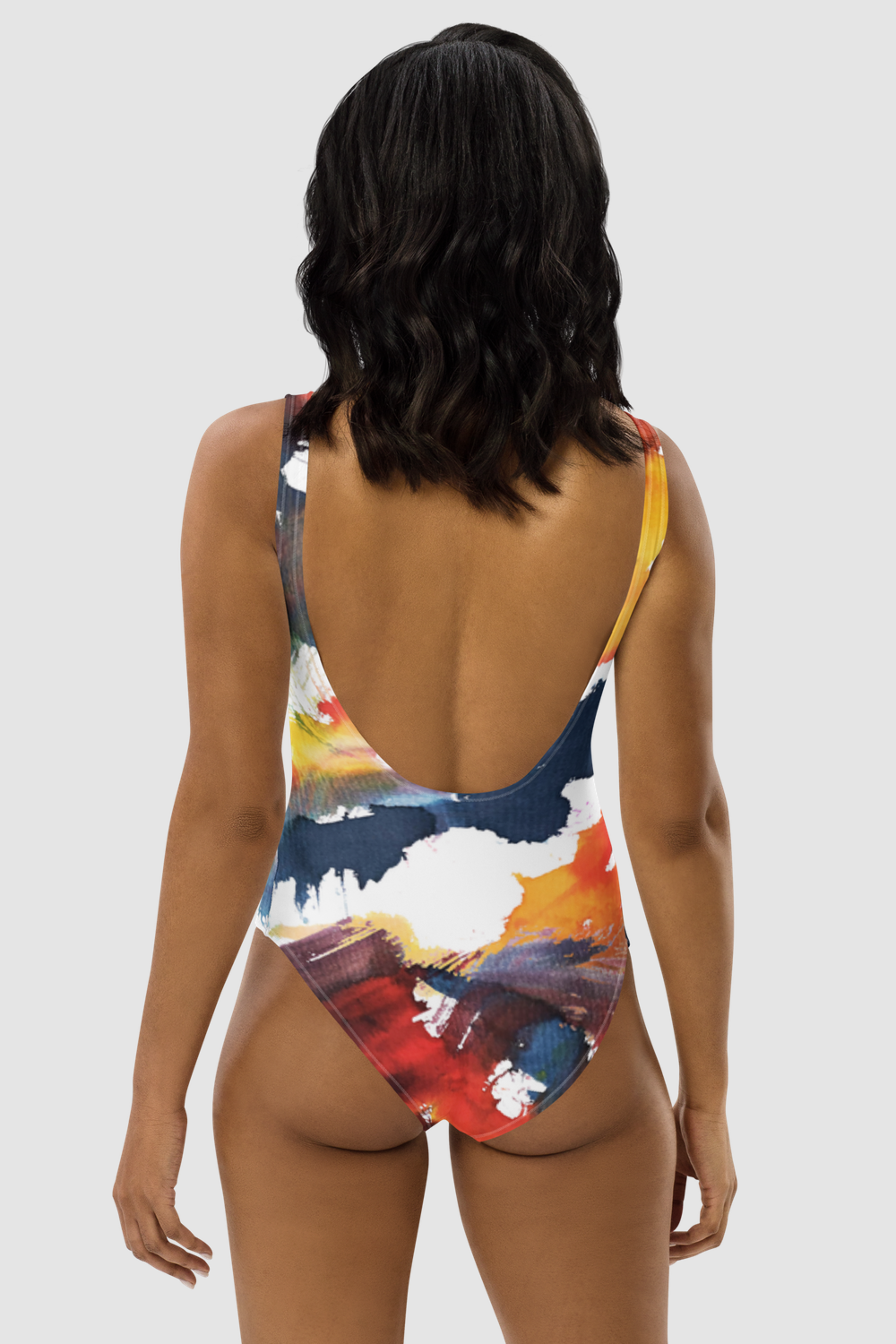 Retro Watercolor Print Women's One-Piece Swimsuit