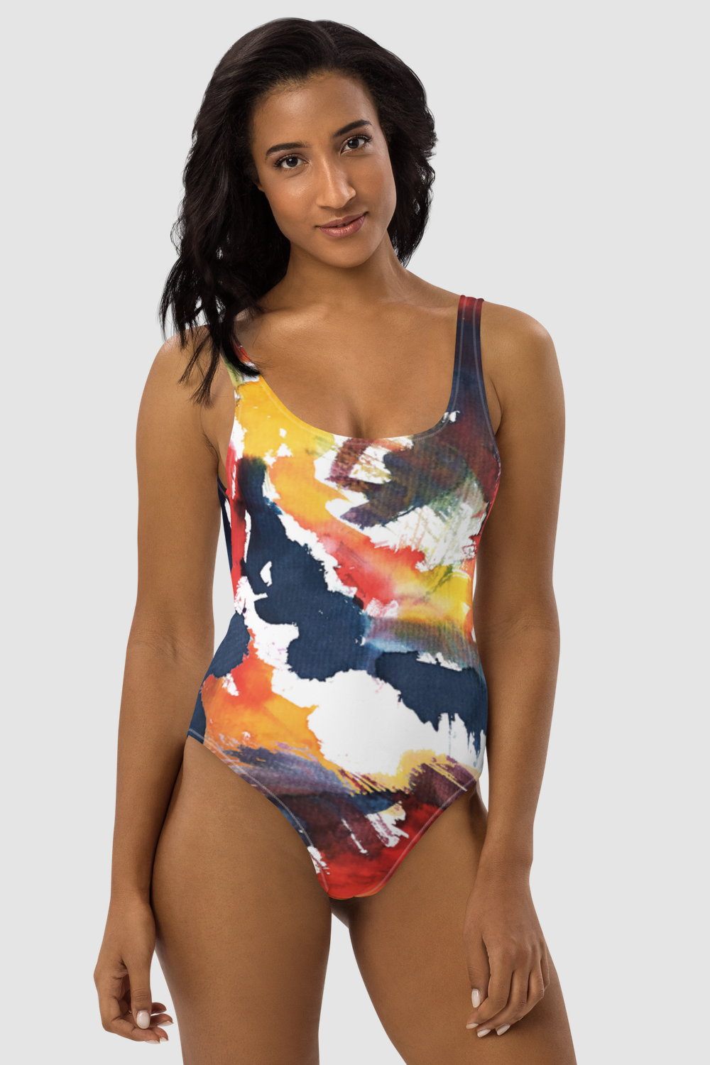 Retro Watercolor Print Women's One-Piece Swimsuit