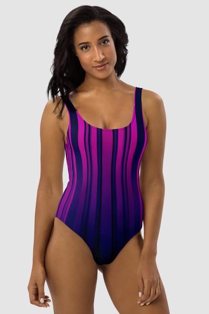 Abstract Dark Purple Ombre Women's One-Piece Swimsuit