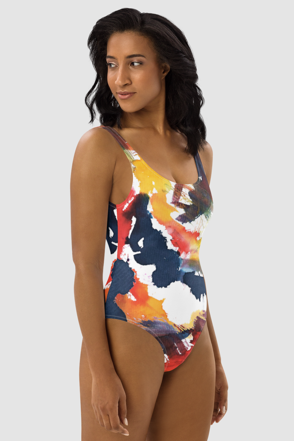 Retro Watercolor Print Women's One-Piece Swimsuit