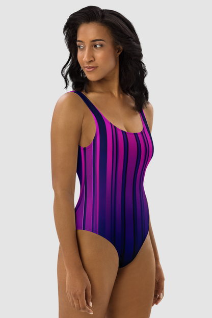 Abstract Dark Purple Ombre Women's One-Piece Swimsuit