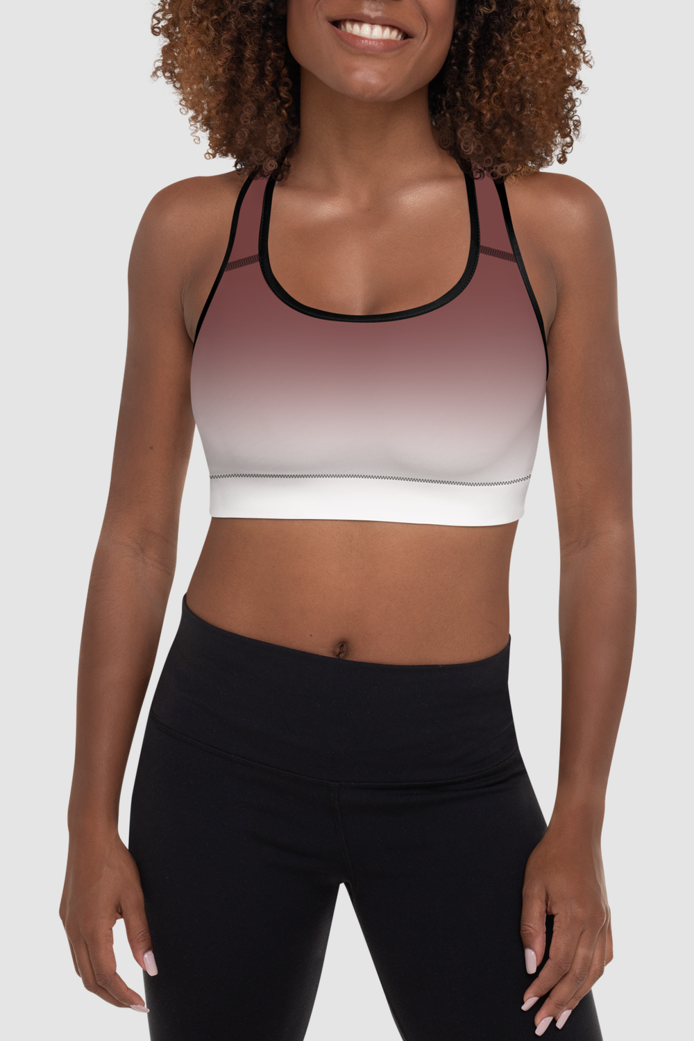 Auburn White Gradient Print Women's Padded Sports Bra