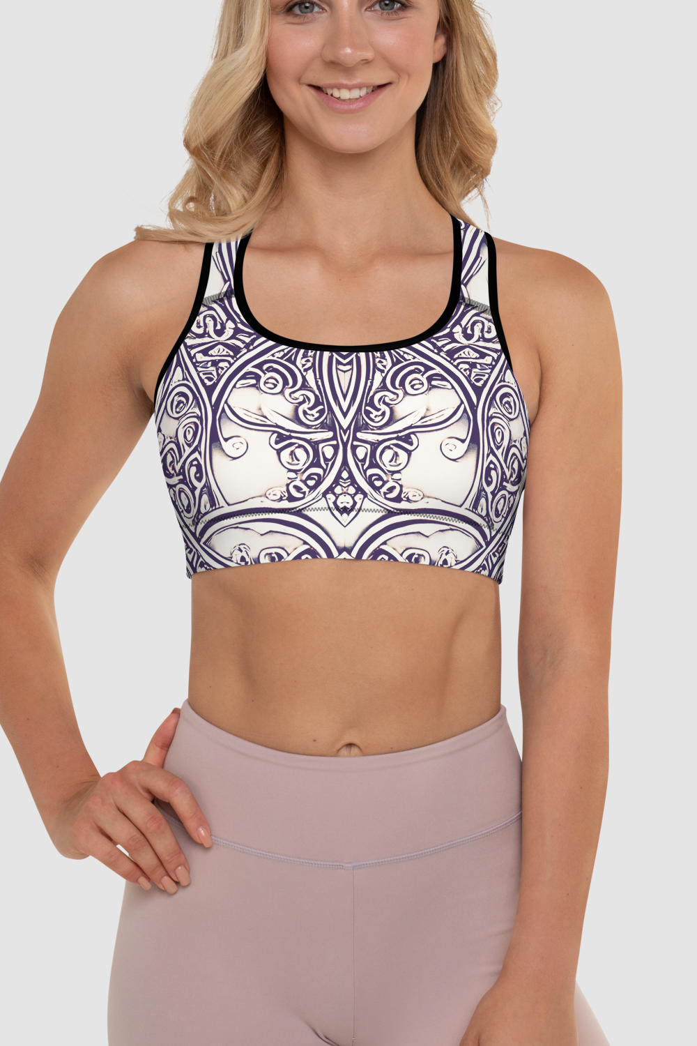 Elven Floral Vines Antique Silver Women's Padded Sports Bra