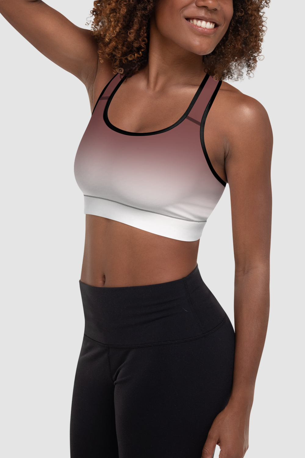 Auburn White Gradient Print Women's Padded Sports Bra