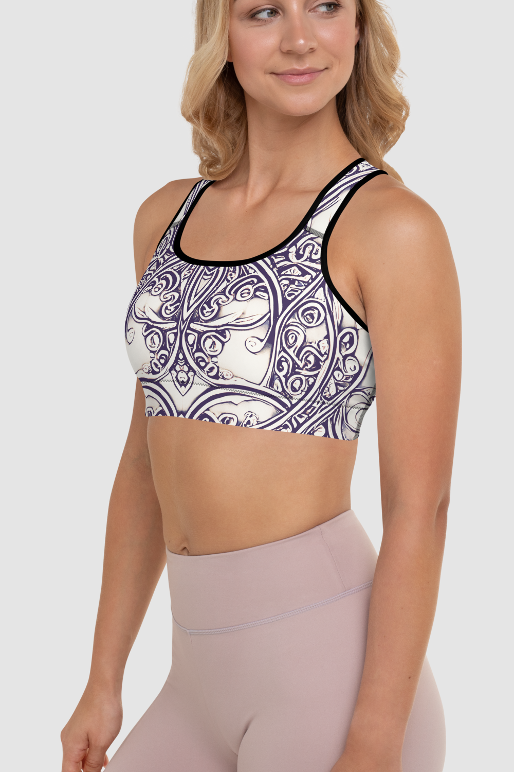 Elven Floral Vines Antique Silver Women's Padded Sports Bra