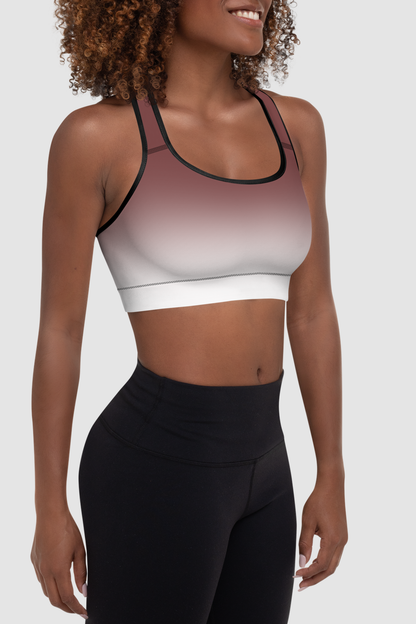 Auburn White Gradient Print Women's Padded Sports Bra