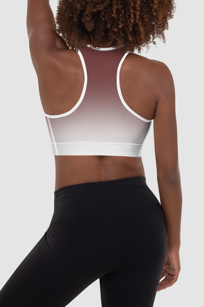 Auburn White Gradient Print Women's Padded Sports Bra