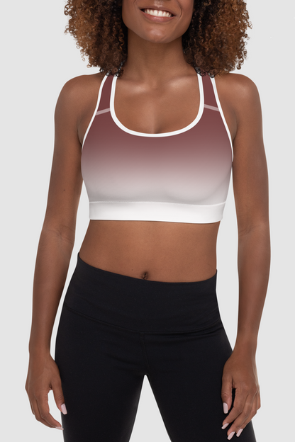 Auburn White Gradient Print Women's Padded Sports Bra