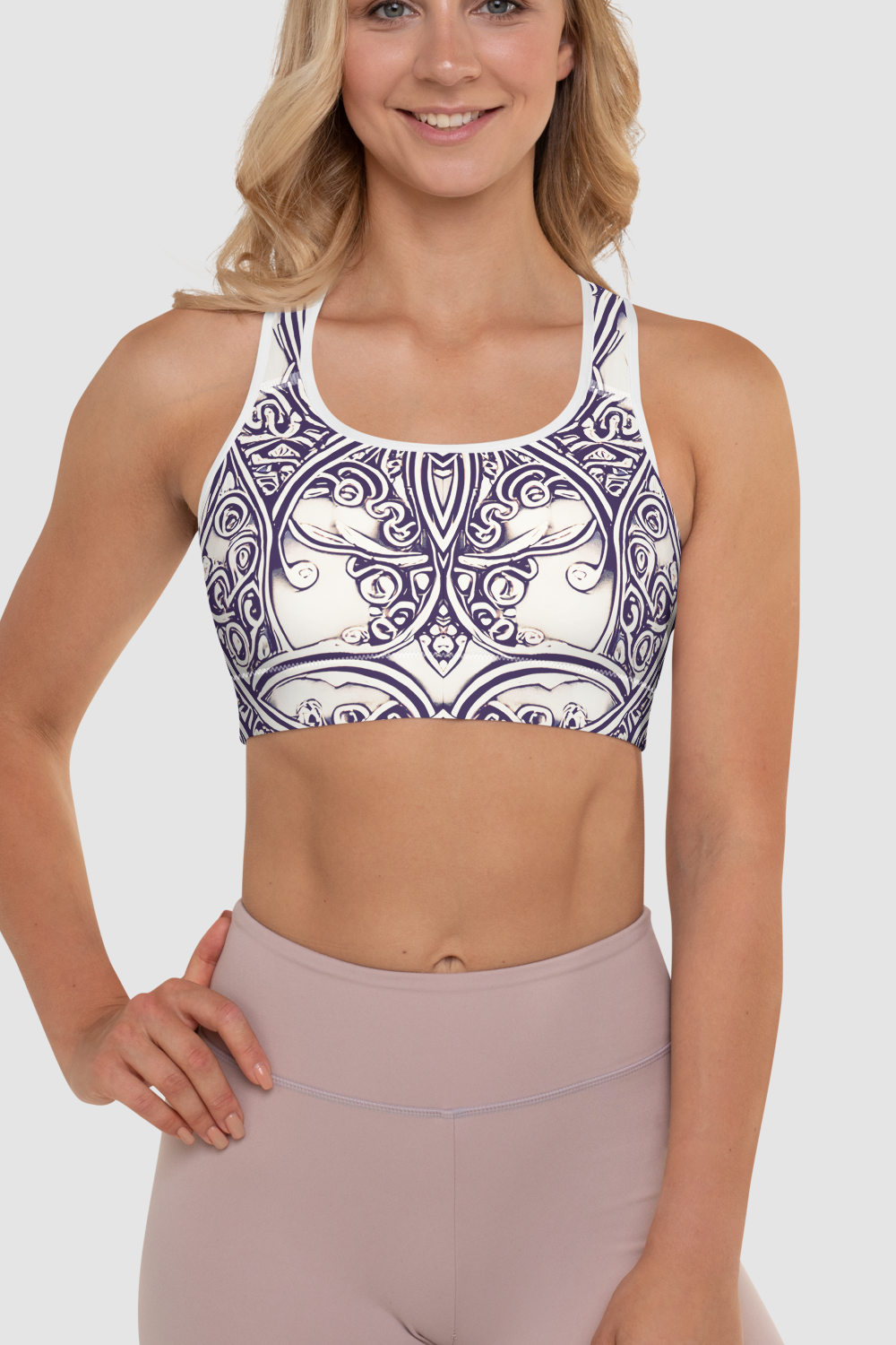 Elven Floral Vines Antique Silver Women's Padded Sports Bra