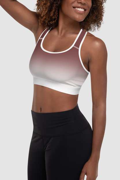 Auburn White Gradient Print Women's Padded Sports Bra