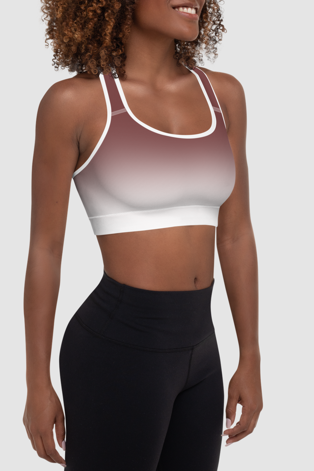 Auburn White Gradient Print Women's Padded Sports Bra