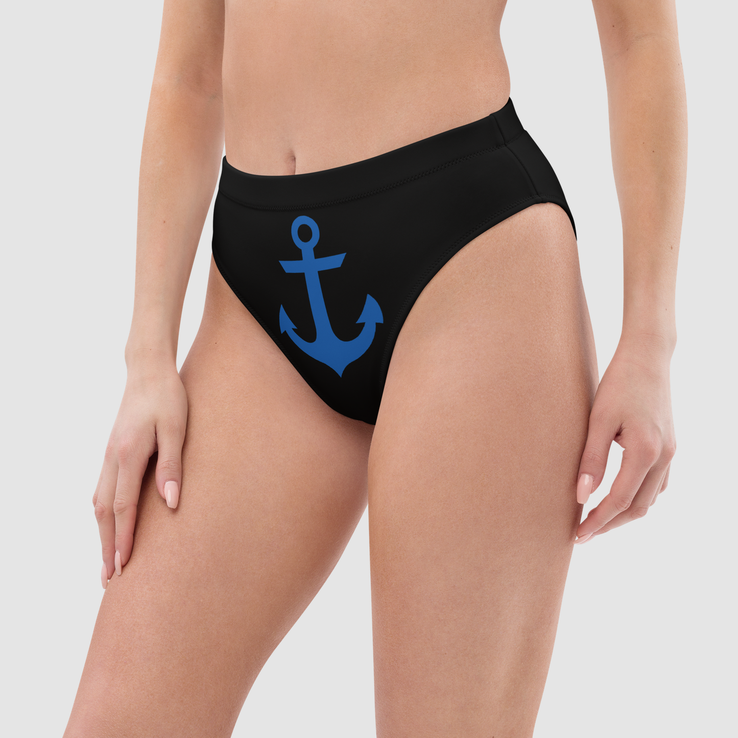 Sea Anchor Graphic Print Women's High-Waist Bikini Bottom