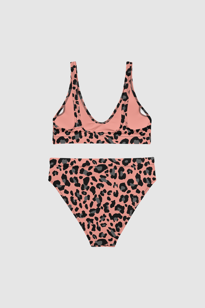 Mona Lisa Pink Leopard Print Women's Essential High-Waisted Bikini