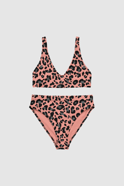 Mona Lisa Pink Leopard Print Women's Essential High-Waisted Bikini