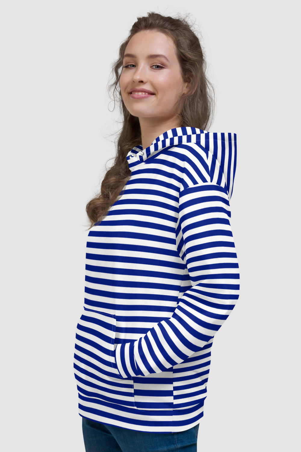 Casual Urban Navy Stripe Hoodie