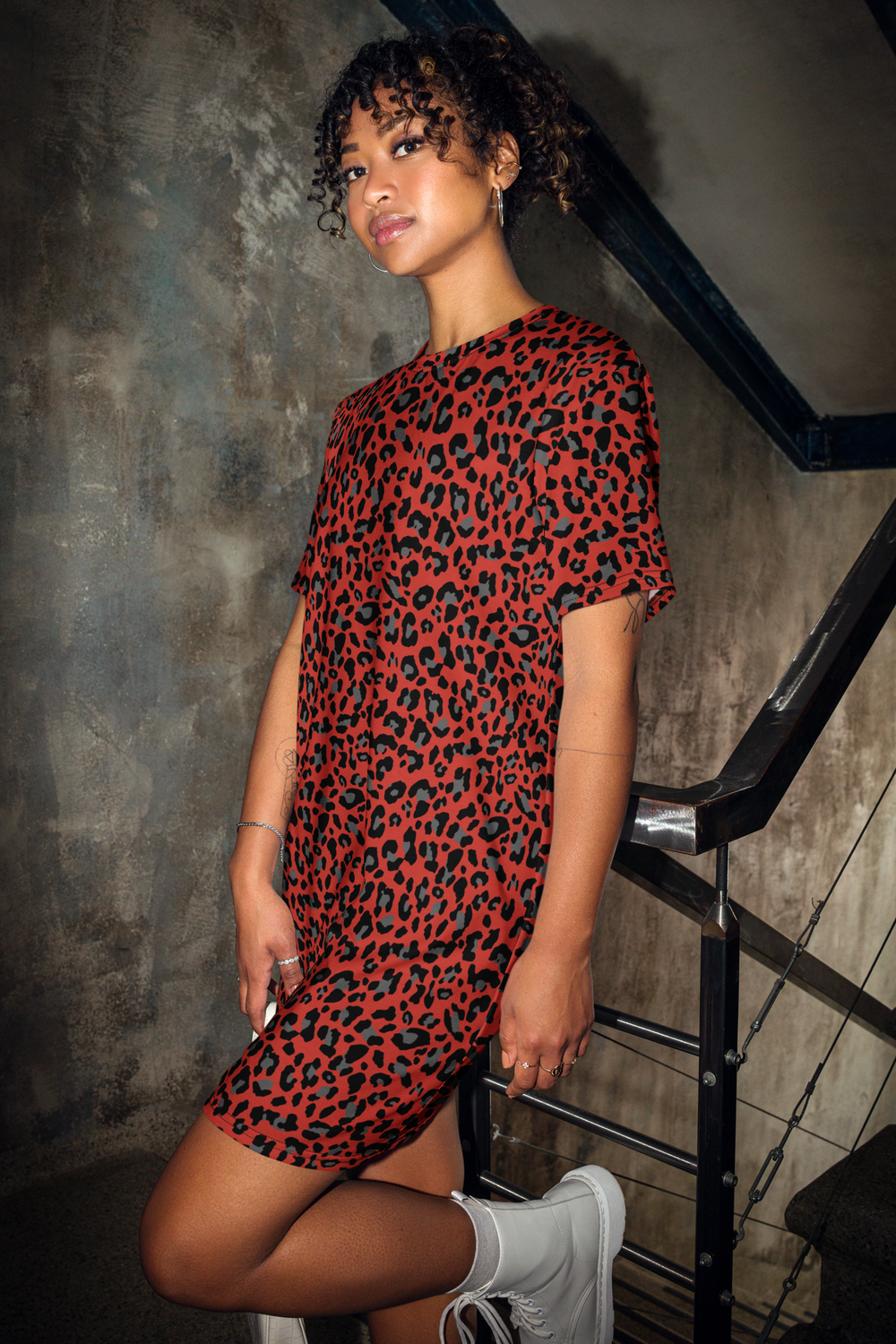 Harley Red Leopard Print T-Shirt Dress