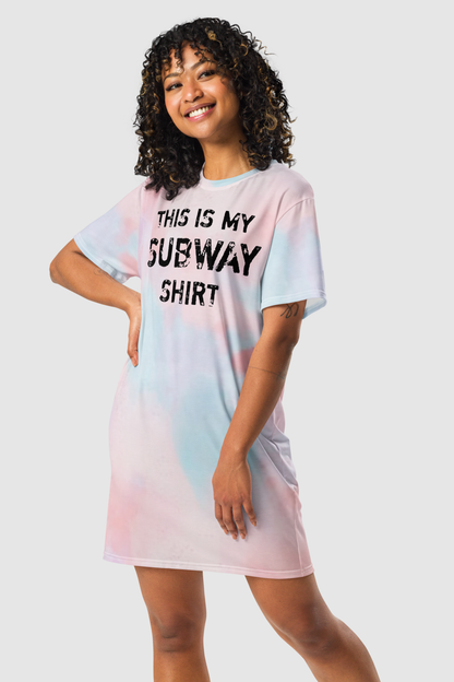 This Is My Subway Shirt Faded Tie-Dye T-Shirt Dress