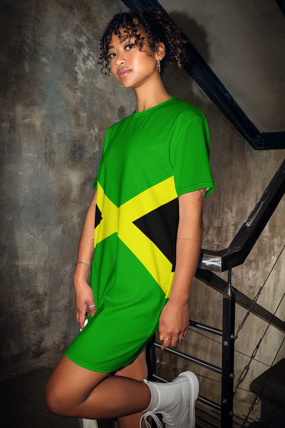 Classic Jamaican Flag T-Shirt Dress