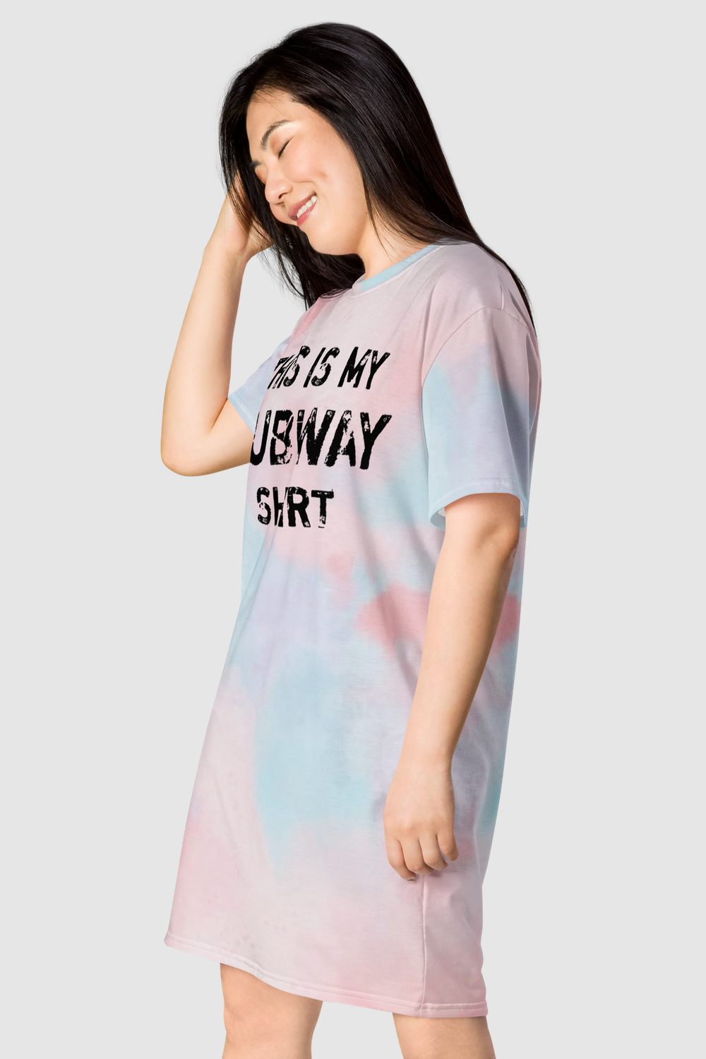 This Is My Subway Shirt Faded Tie-Dye T-Shirt Dress