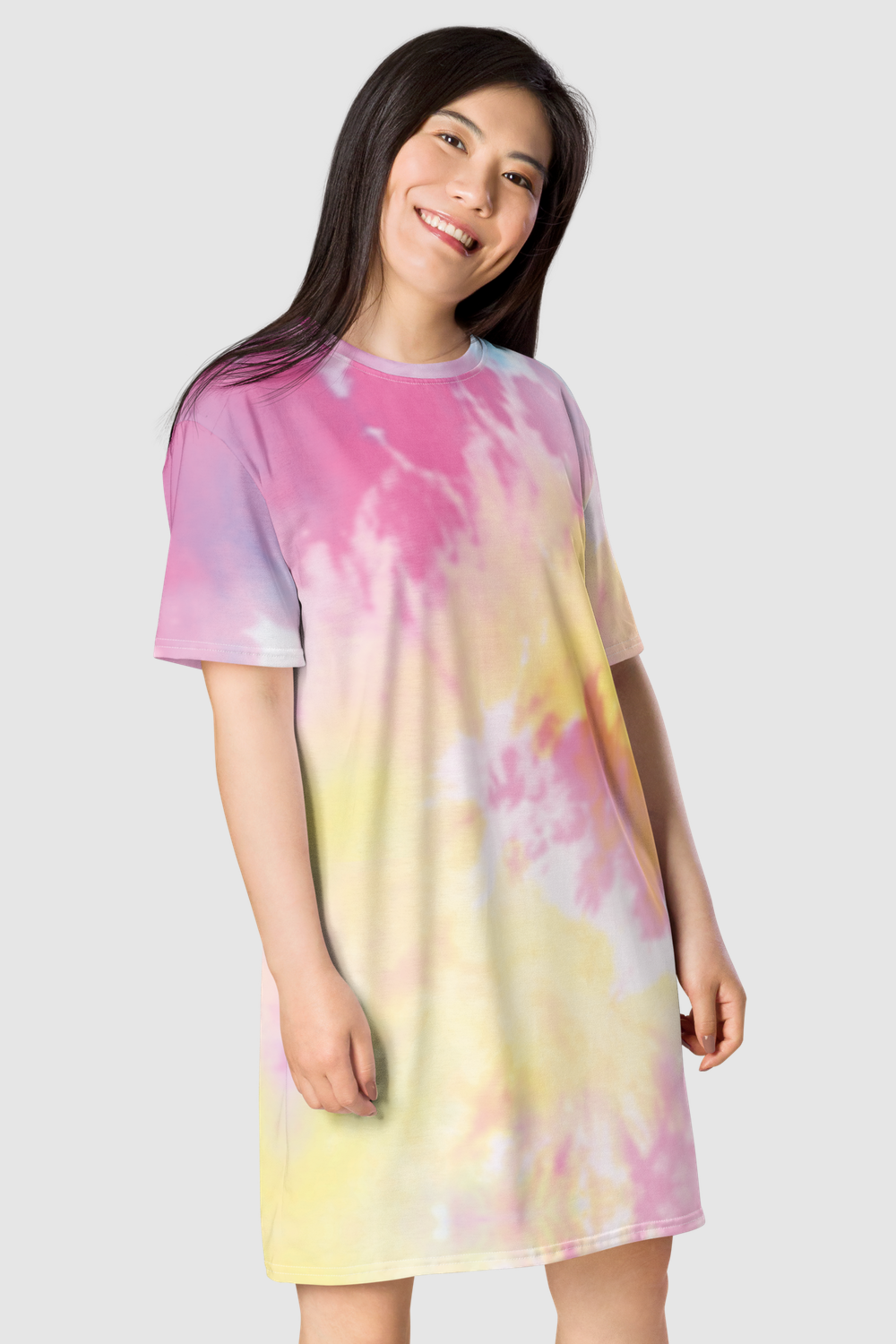 Vibrant Color Tie-Dye T-Shirt Dress